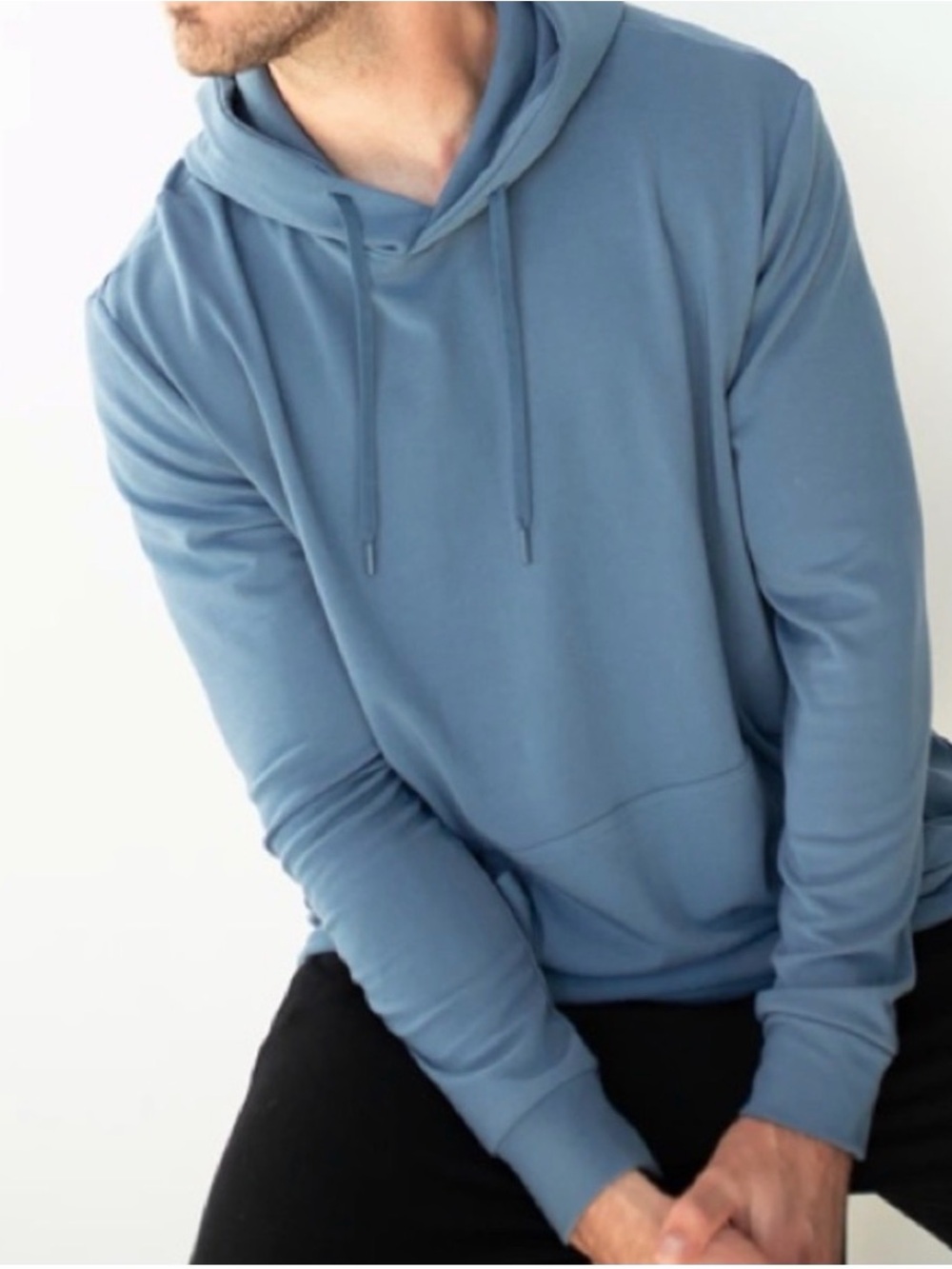 Cozy Earth Men's Ultra-Soft Bamboo Hoodie Grey Blue Size XL